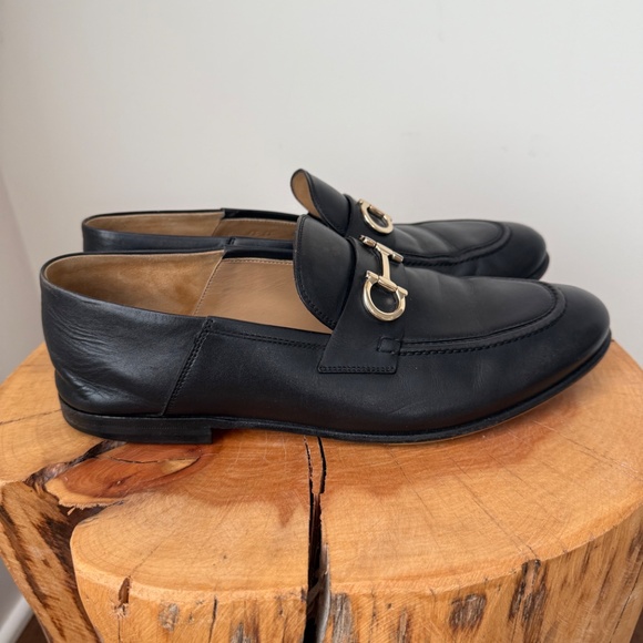 Pre-Loved Ferragamo Men\'s Black Loafers (converts to slip-on) Size 8.5 EE